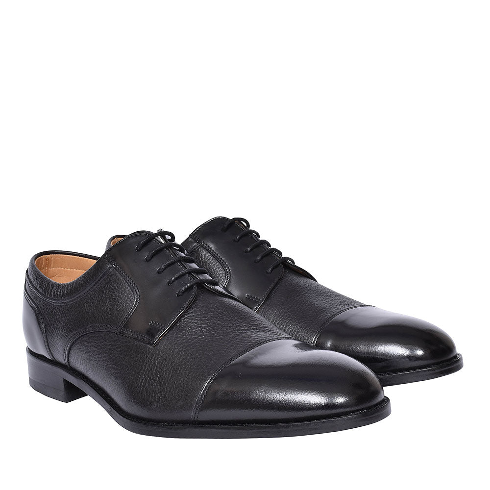 Wantage Laced Toe Cap Shoe For Men In Black