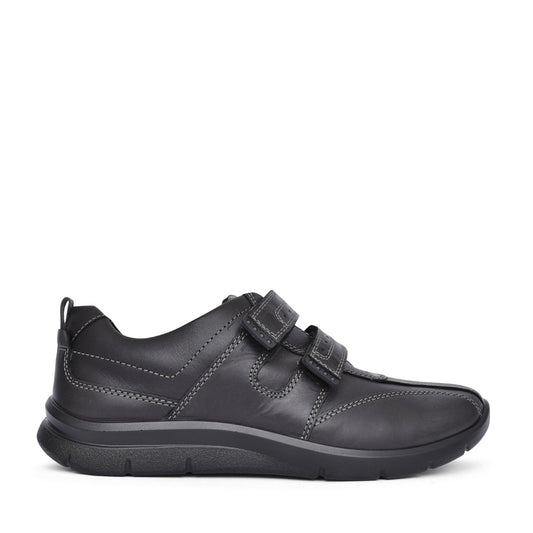 Men's Energise Std Fit Leather Velcro Shoe In Black
