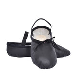 Full Sole Ballet Pump In Black Leather For Girls In Black