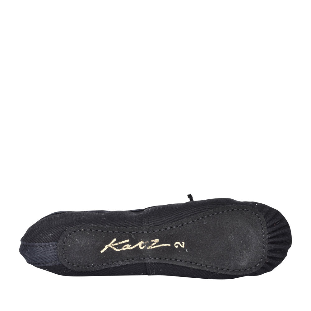 Full Sole Ballet Pump In Black Canvas For Girls In Black