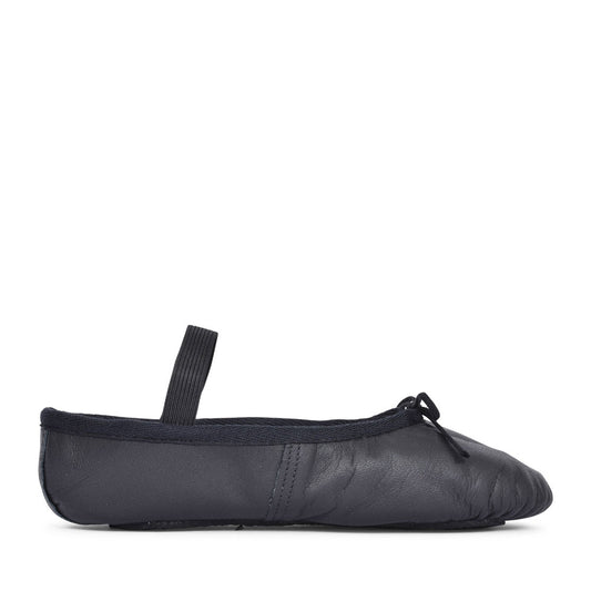 Full Sole Ballet Pump In Black Leather For Girls In Black