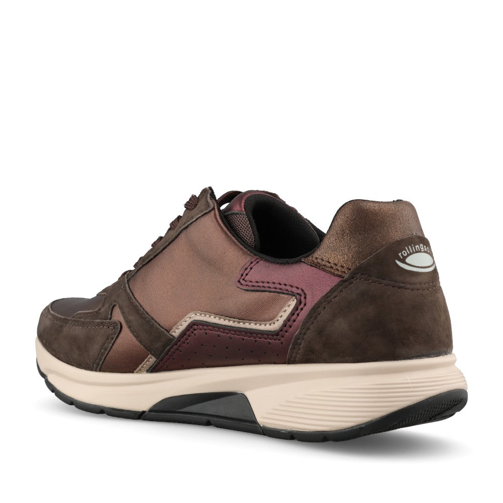 Gabor Ladies 0106.01.016 Adora Rollingsoft Trainer In Brown Metalic
