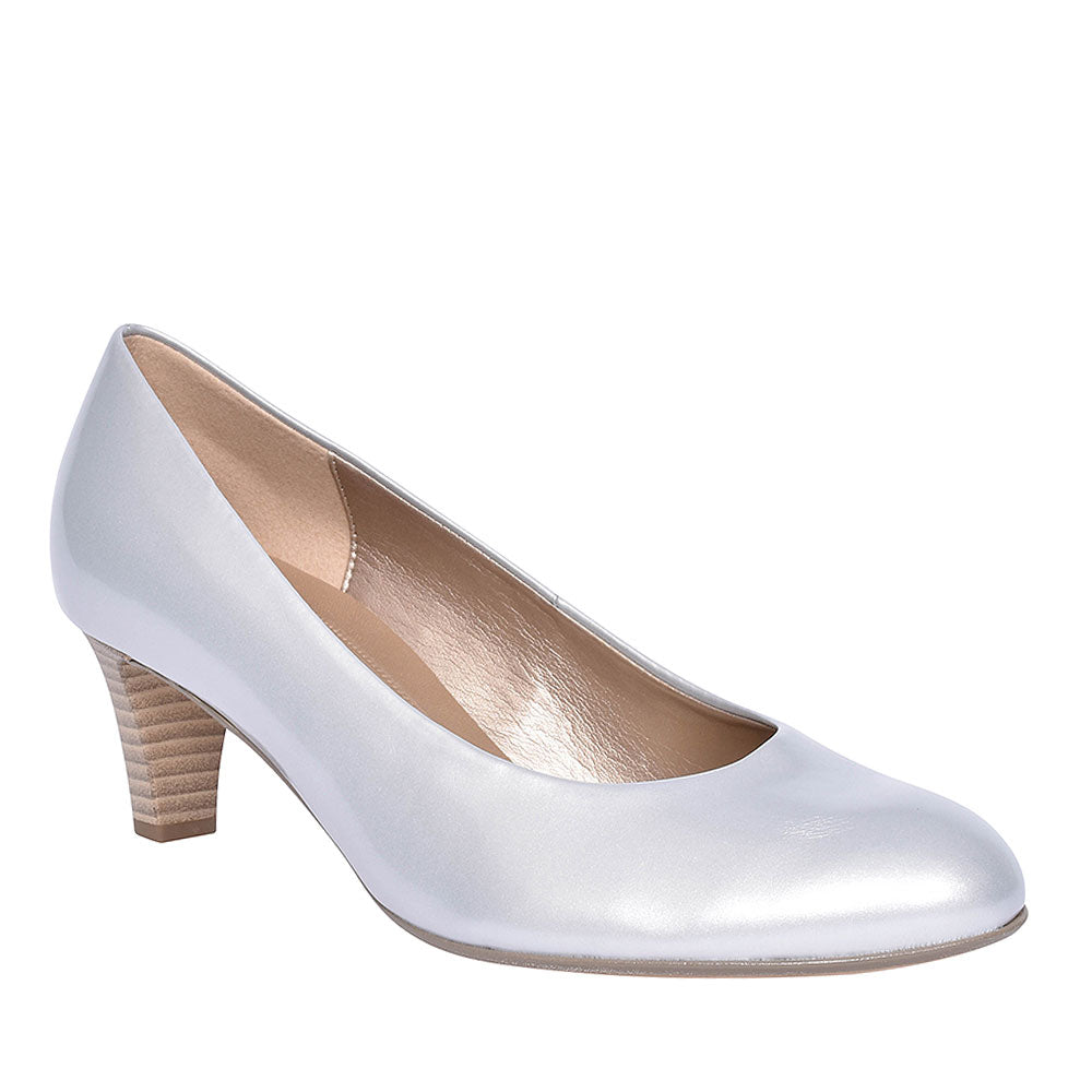 Mid Heel Court Shoe For Women In Silver