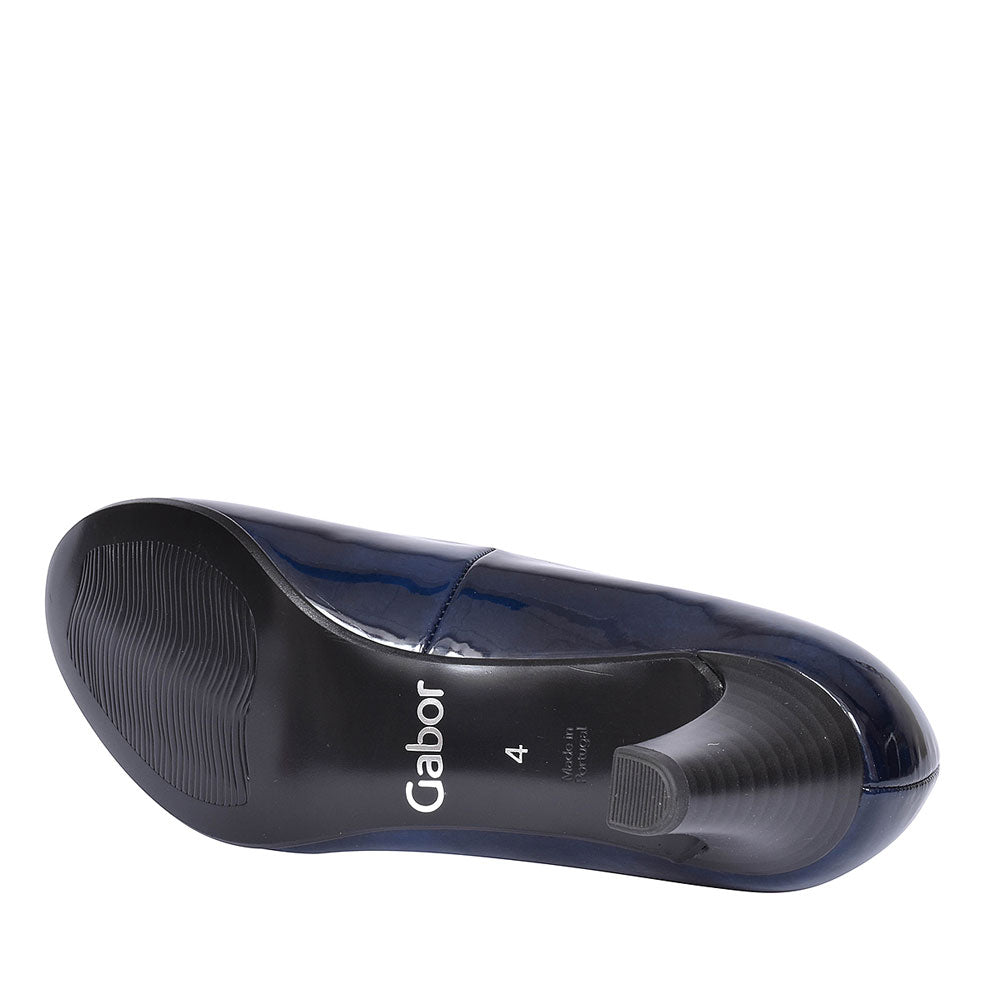 Mid Heel Court Shoe For Women In Navy Patent