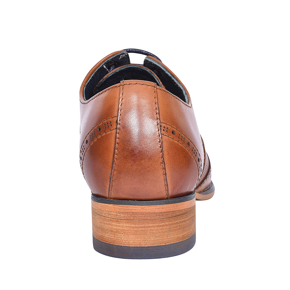 Twickenham Punched Detail Brogue For Boys In Tan