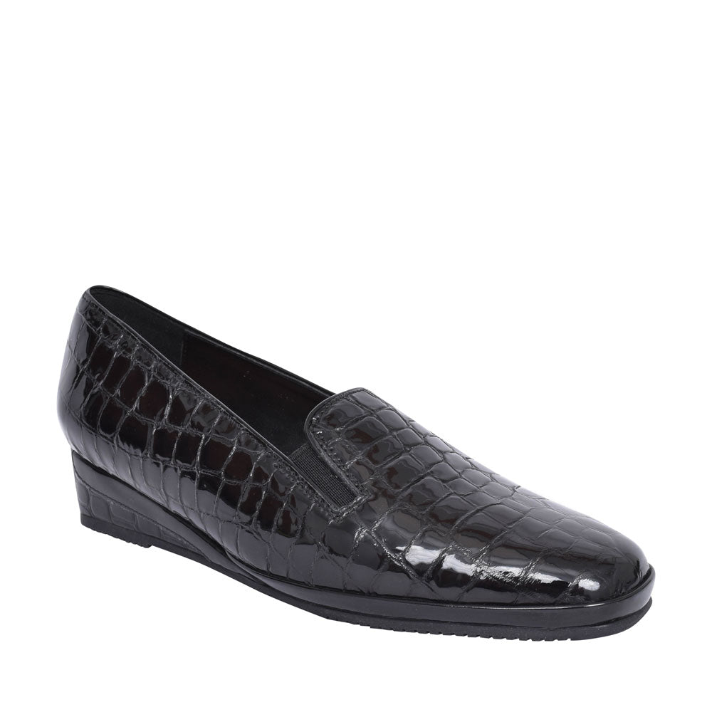 Ladies 0408140 Rochester Ii Slip On Wedge Shoe In Blk Patent