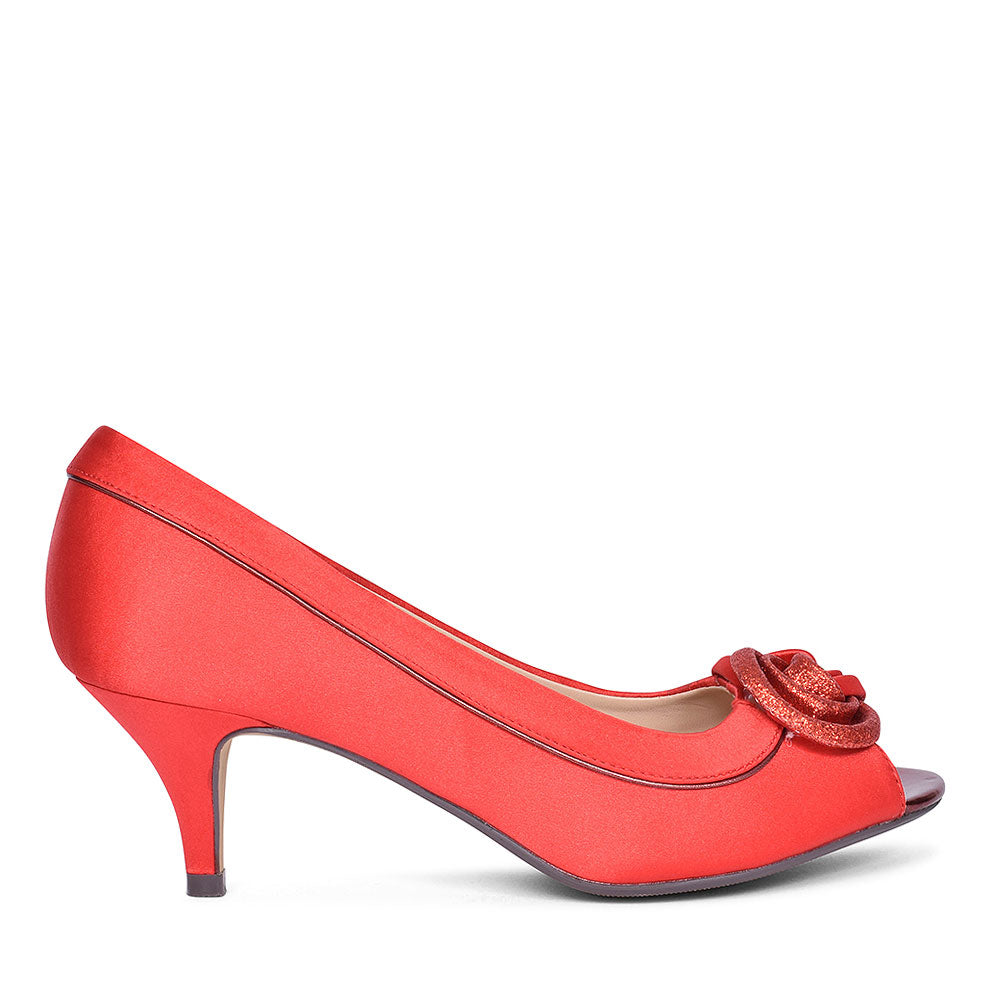 Ladies Ripley Flr222 Low Heel Court Shoe In Red