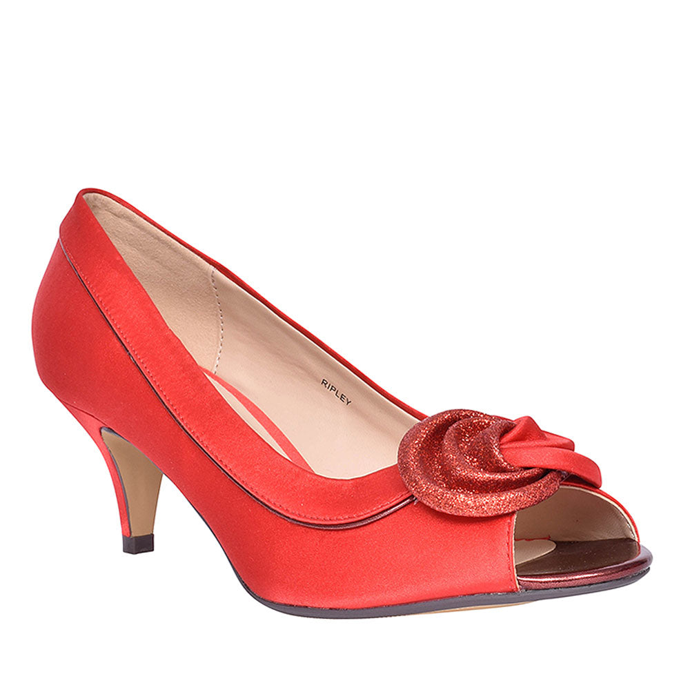 Ladies Ripley Flr222 Low Heel Court Shoe In Red