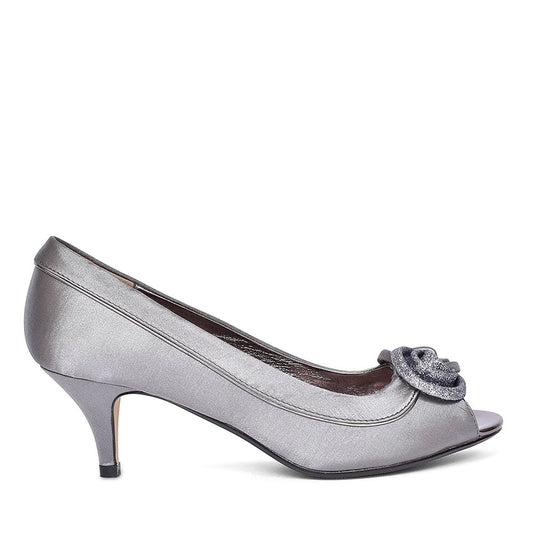 LUNAR LADIES RIPLEY FLR222 LOW HEEL COURT SHOE in GREY