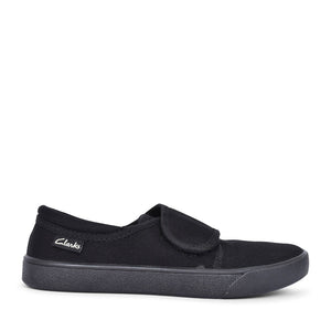Hopper Run Black Fabric Plimsolls In Kids F Fit