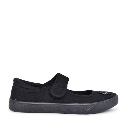 Hopper Go Black Fabric Girls Plimsolls In Kids G Fit