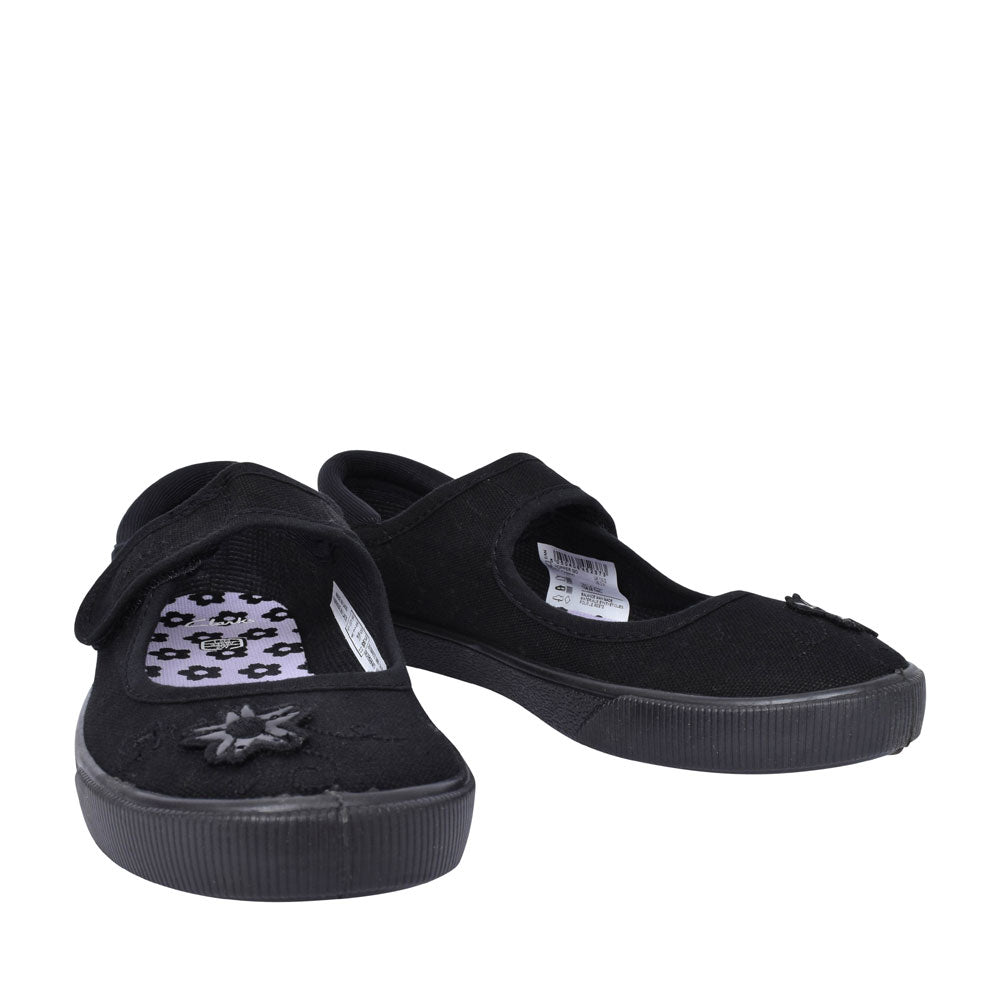 Hopper Go Black Fabric Girls Plimsolls In Kids G Fit