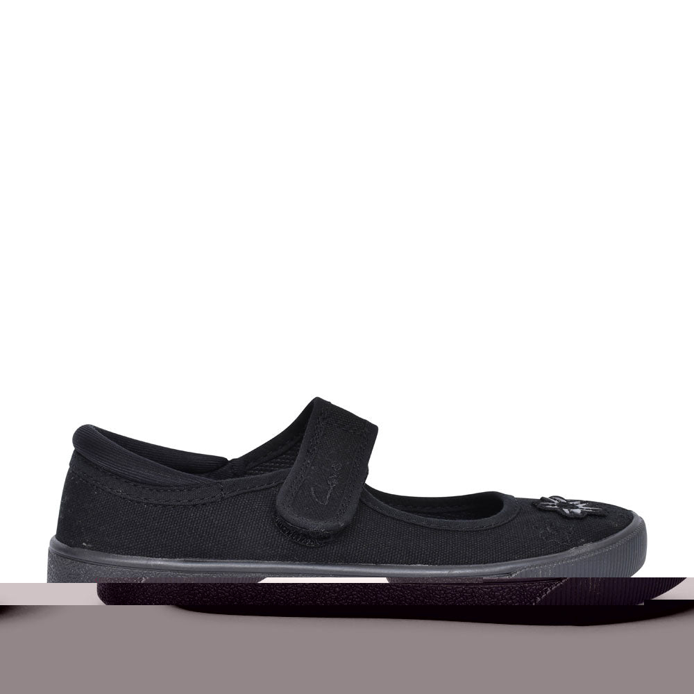 Hopper Go Black Fabric Plimsolls For Girls In Kids G Fit