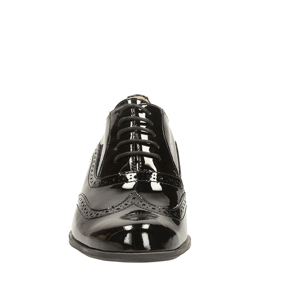 Hamble Oak Patent Brogue Shoe E Fit  In Black Patent