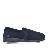 Mens Albert 408 Wide Fit Cord Slipper In Navy