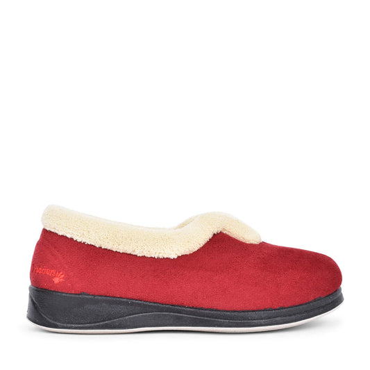 Ladies Carmen Faux Fur Trim Slipper  In Red