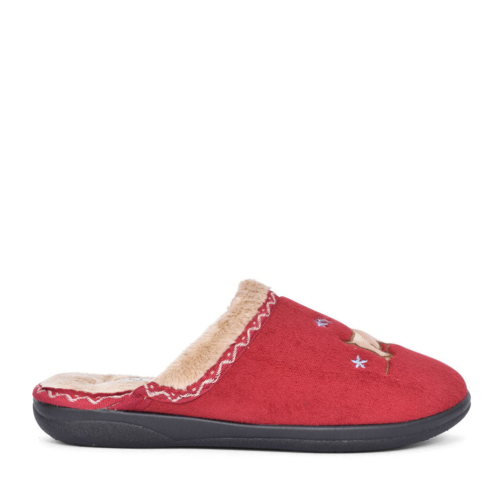 Scotty Dog Slipper For Ladies In Red