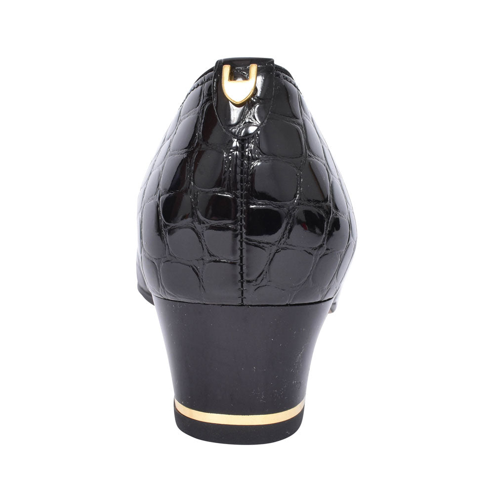 Graz Croc Print Court Shoe For Ladies In Black
