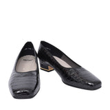 Graz Croc Print Court Shoe For Ladies In Black