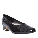 Graz Croc Print Court Shoe For Ladies In Black