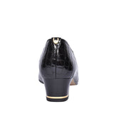Graz Croc Print Court Shoe For Ladies In Black