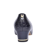 Graz Croc Print Court Shoe For Ladies In Navy