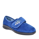 Ladies Caroline 2 2v Wide Fit Floral Velcro Slipper In Navy