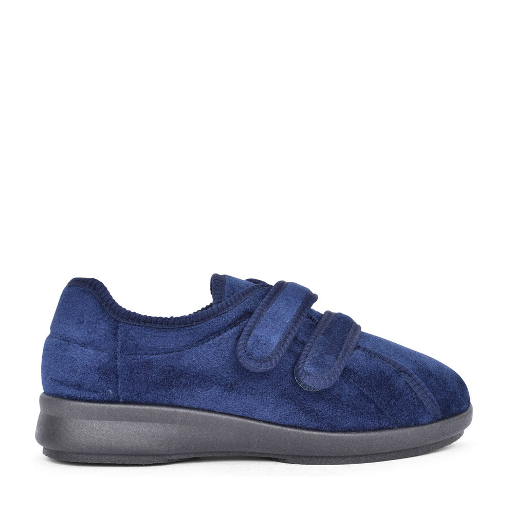 Ladies Eunice 2v Double Velcro Slipper In Navy