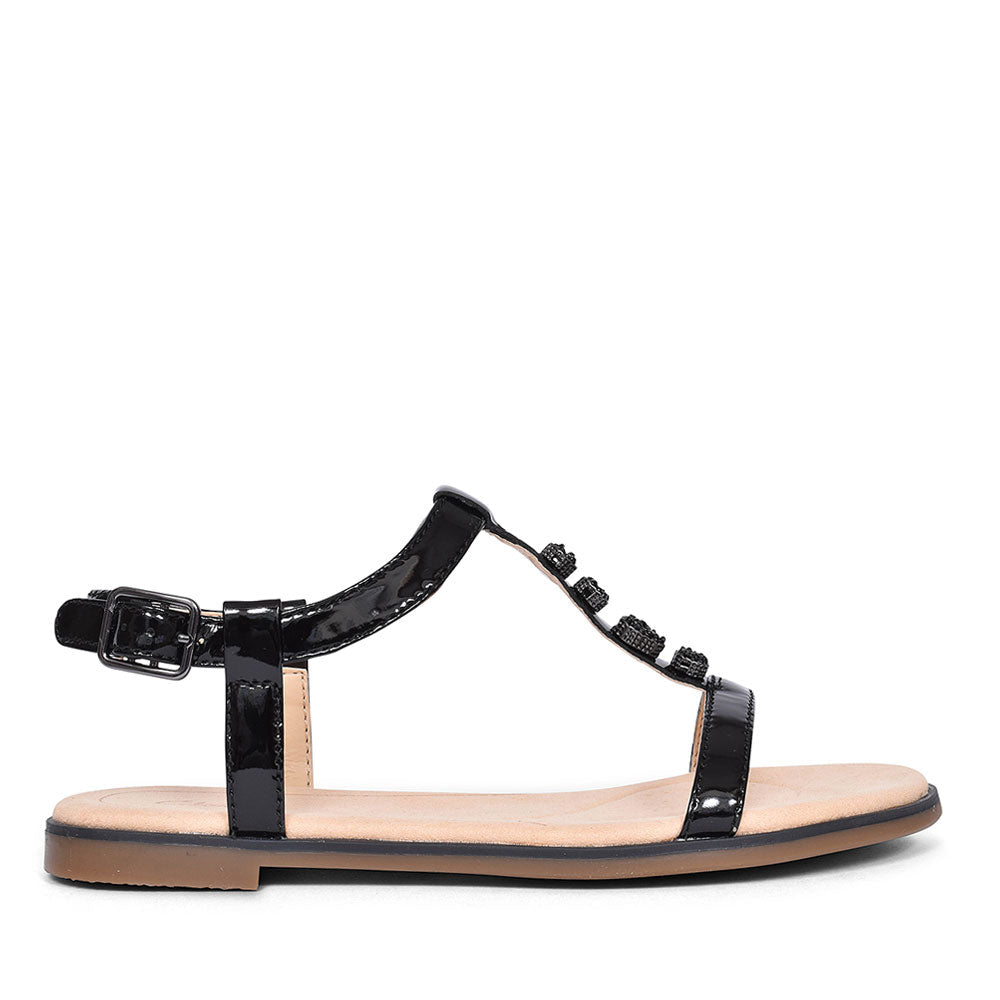BAY BLOSSOM PATENT SANDALS BLK PAT