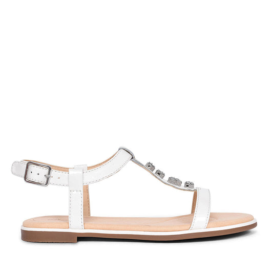CLARKS BAY BLOSSOM PATENT SANDALS FOR LADIES in WHITE