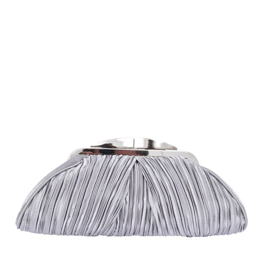 Ladies Zlv132 Diamante Trim Clutch In Grey