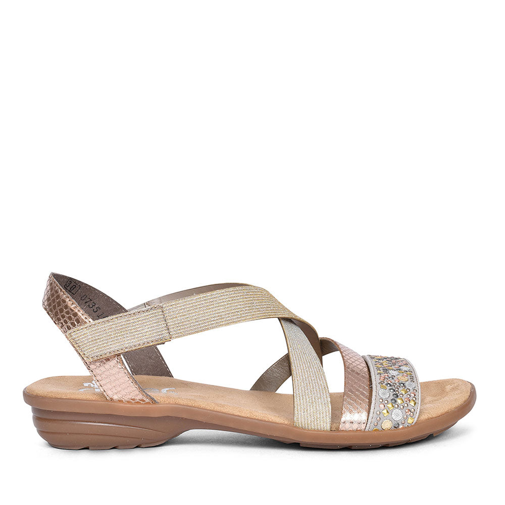 RIEKER CASUAL SANDALS FOR LADIES in BEIGE