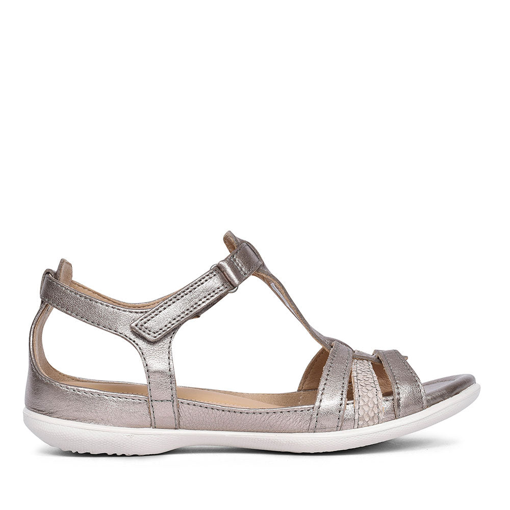 Ecco Ladies Grey T-Bar Sandals