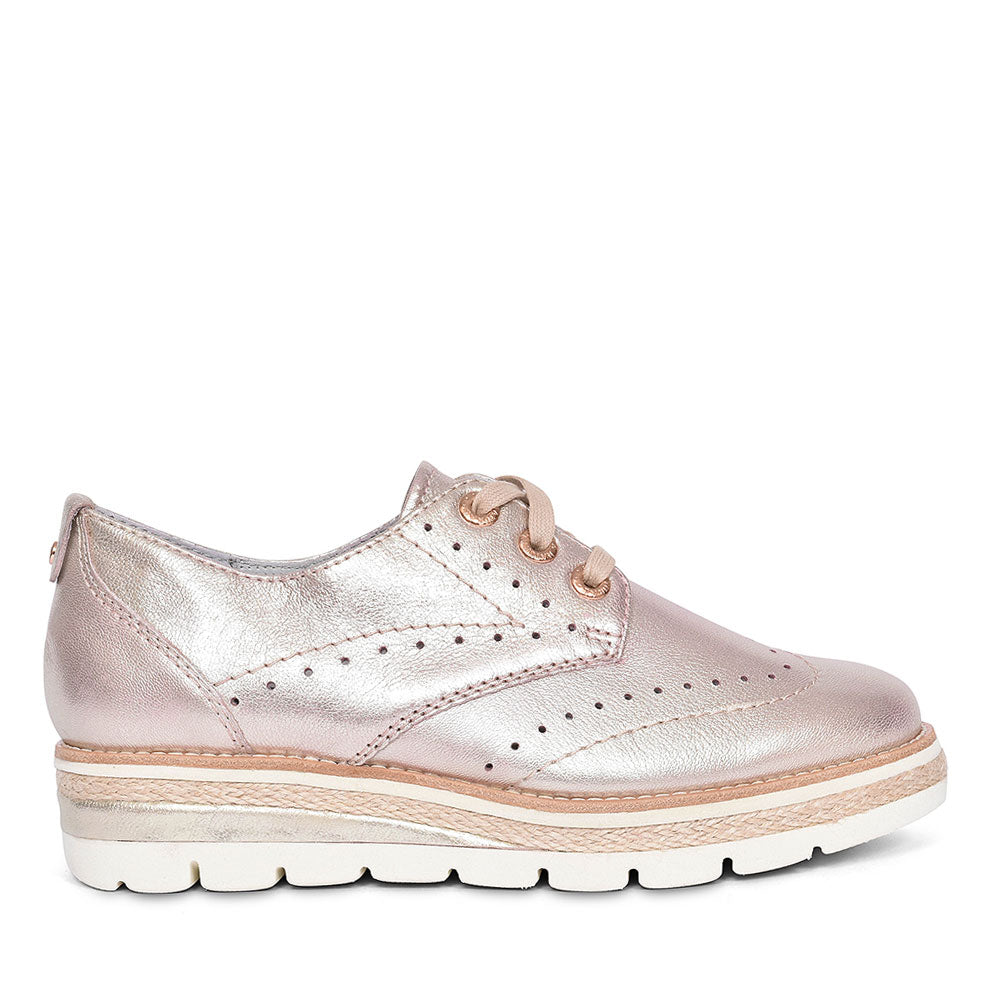 Jana Wedge Lace-Up Shoes in Gold