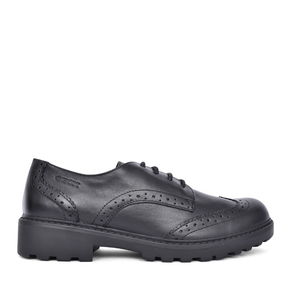 Girls Casey J6420n Laced Shoe For Girls In Black Leather