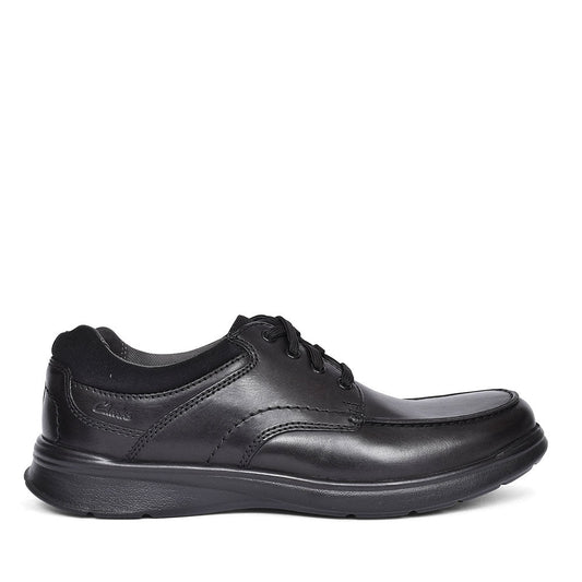 CLARKS MENS COTRELL EDGE BLACK LEATHER G-FIT SHOE in BLK LEATHER