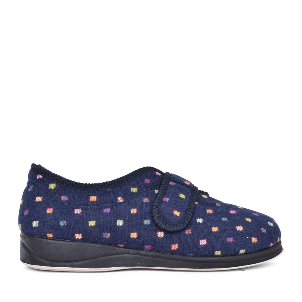 Ladies Camilla 447 Wide Fit Plain Slipper In Navy