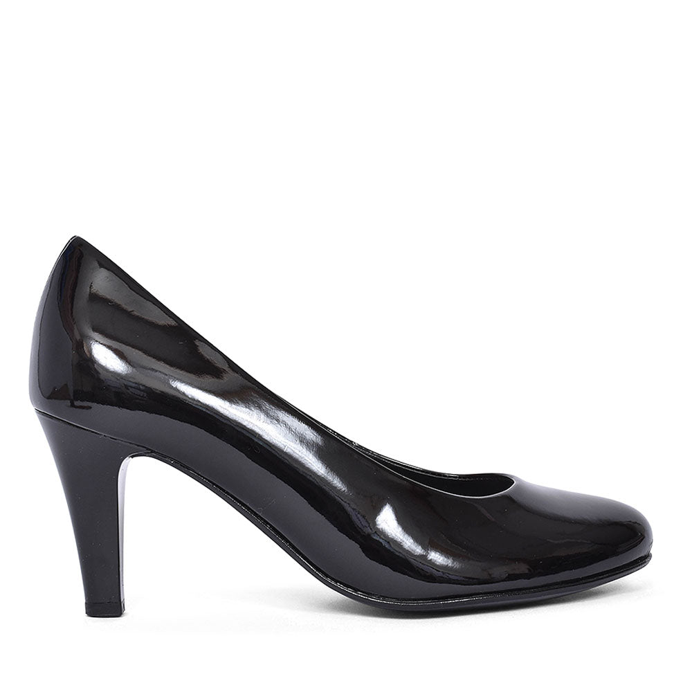 GABOR 310 COURT SHOE FOR LADIES  in BLK PATENT