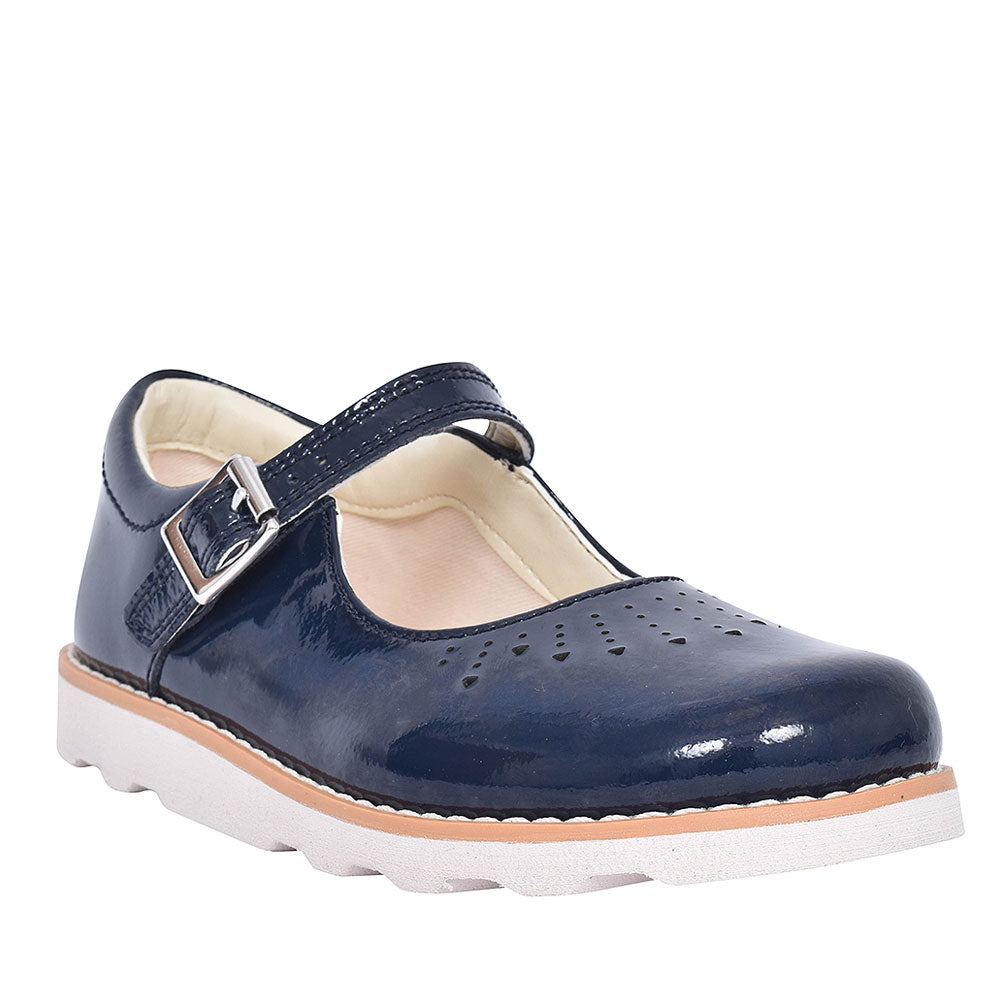 Crown Jump Navy Patent Shoe For Girls In Kids F Fit