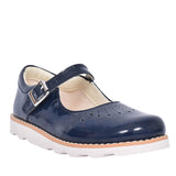 Crown Jump Navy Patent Shoe For Girls In Kids F Fit