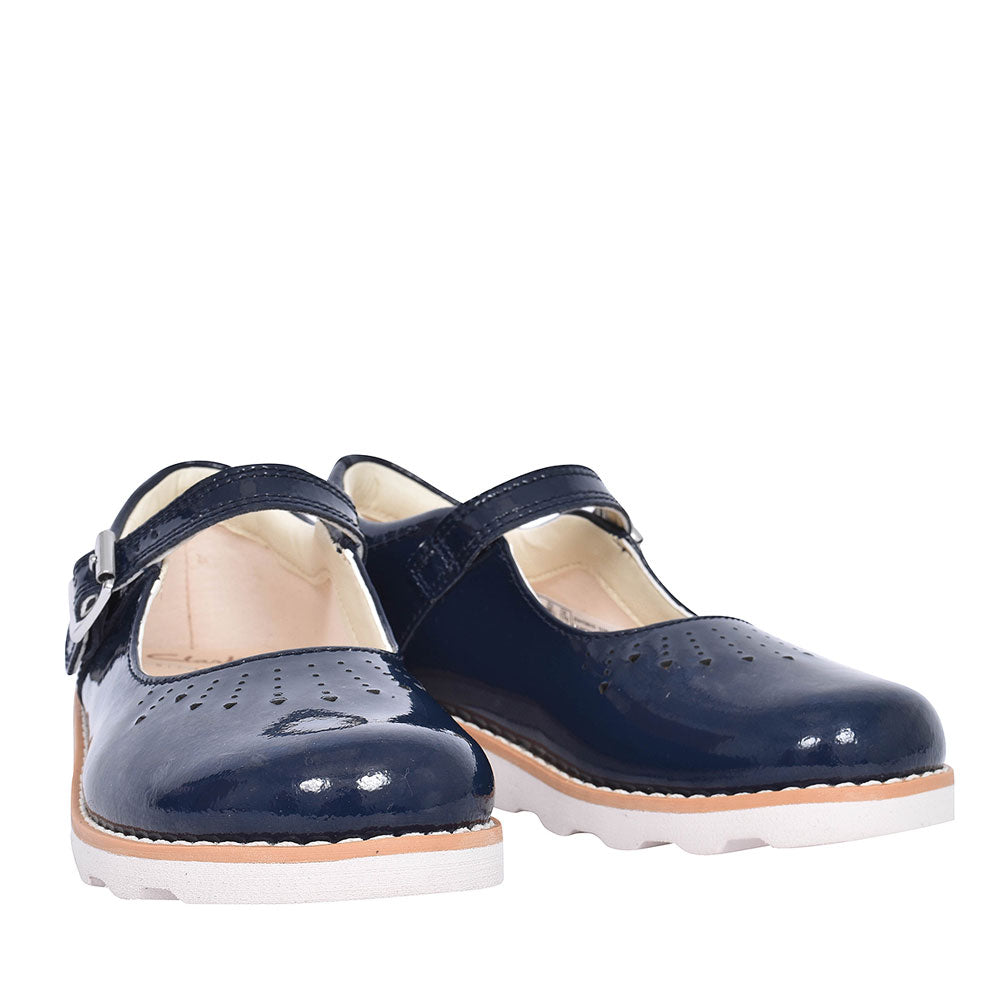 Crown Jump Navy Patent Shoe For Girls In Kids F Fit
