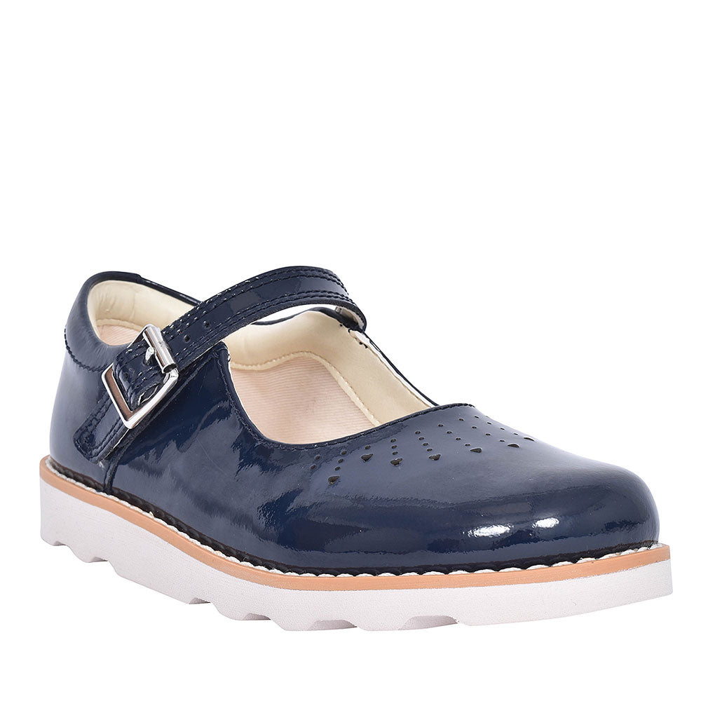 Crown Jump Navy Patent Shoe For Girls In Kids G Fit