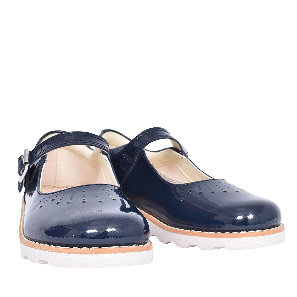 Crown Jump Navy Patent Shoe For Girls In Kids G Fit