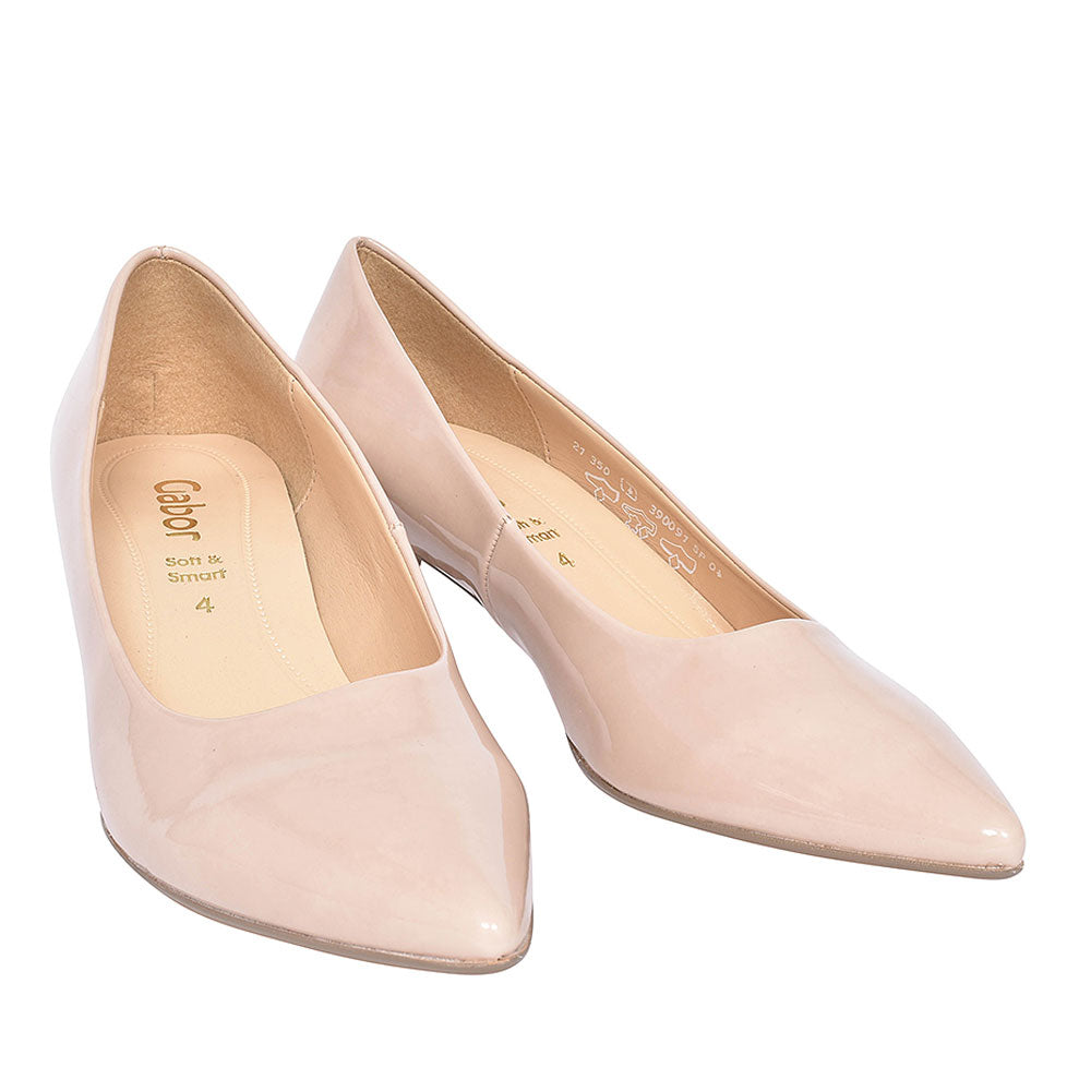 350 Pointed Mid Heel Shoe For Ladies In Nude