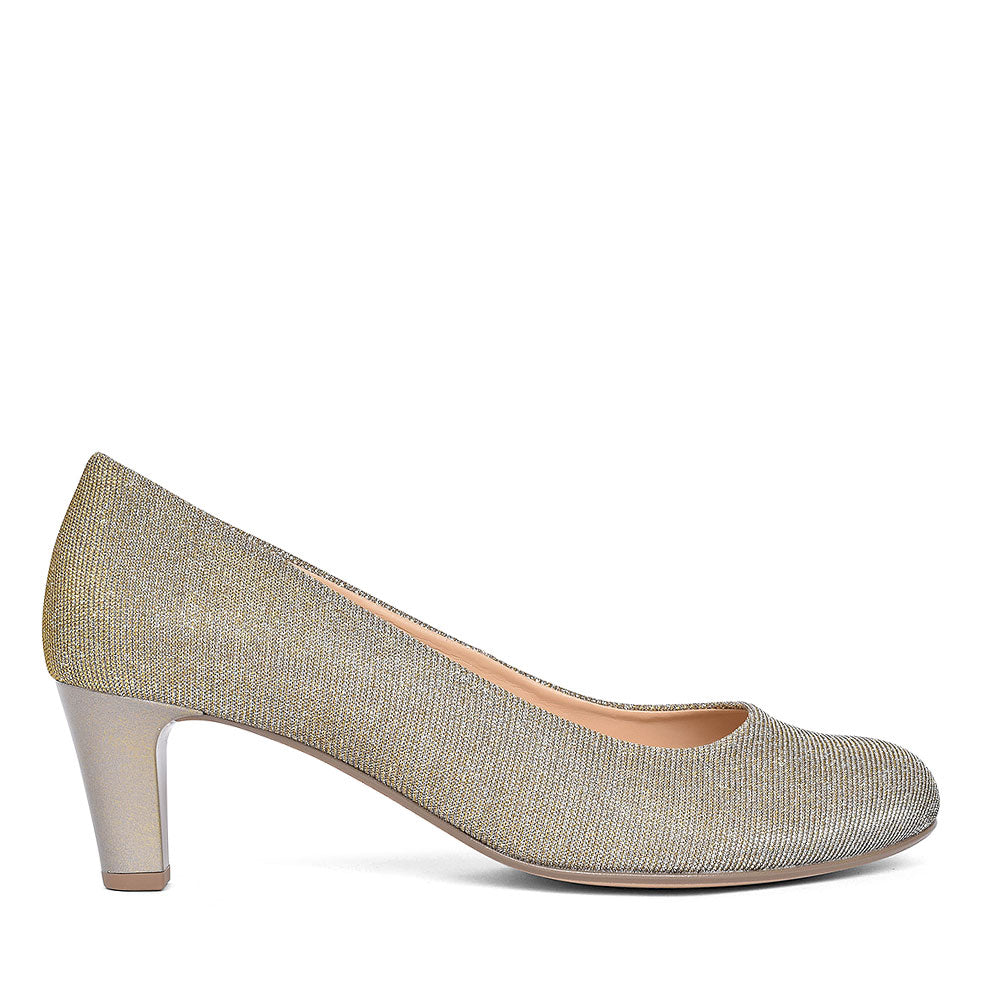 300 Mid Heel Court Shoe For Ladies In Gold
