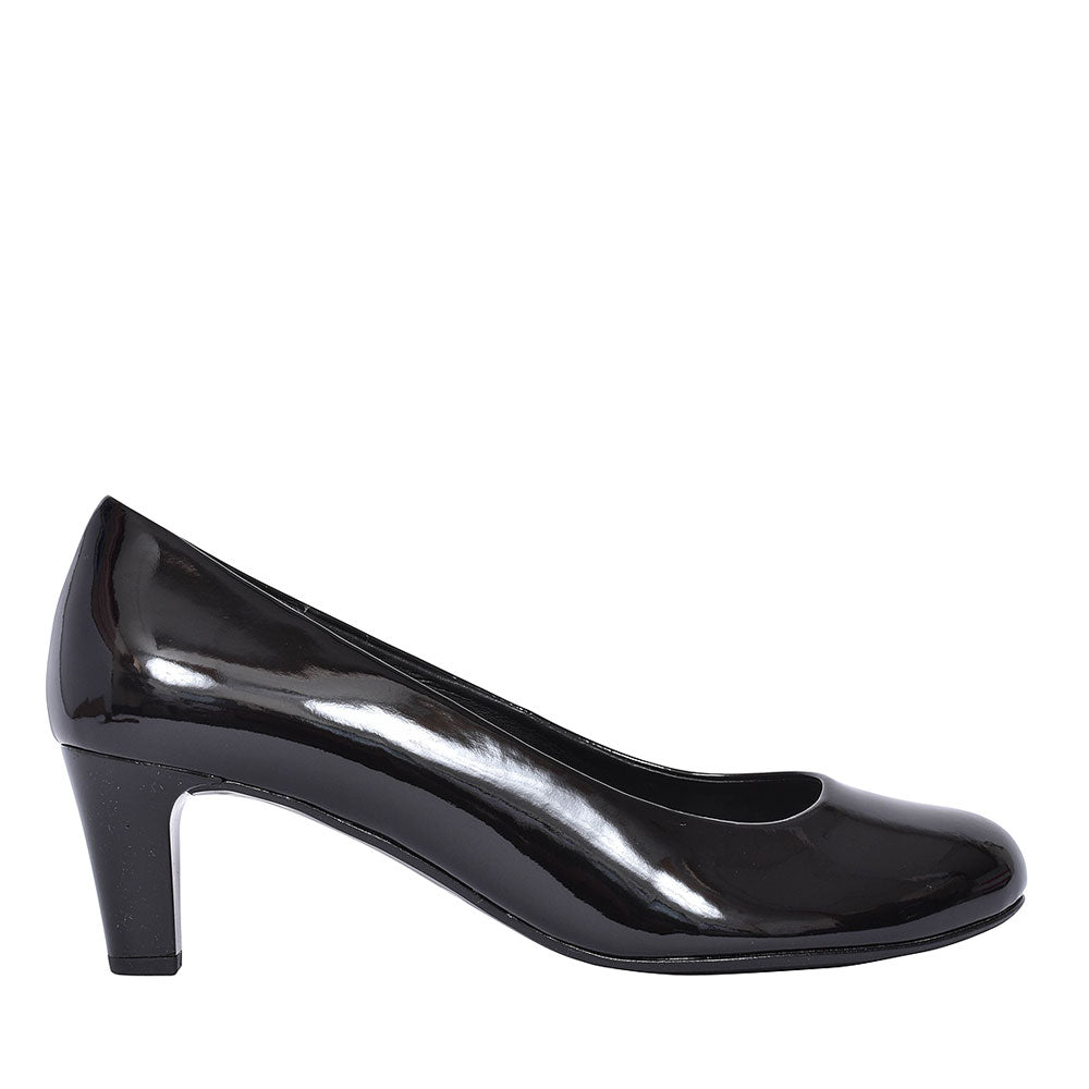 300 Mid Heel Court Shoe For Ladies In Blk Patent