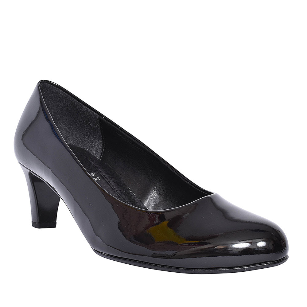 300 Mid Heel Court Shoe For Ladies In Blk Patent