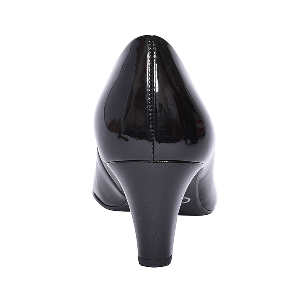 300 Mid Heel Court Shoe For Ladies In Blk Patent