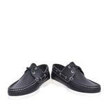 Unisex Admirals Leather Boat Shoe In Navy