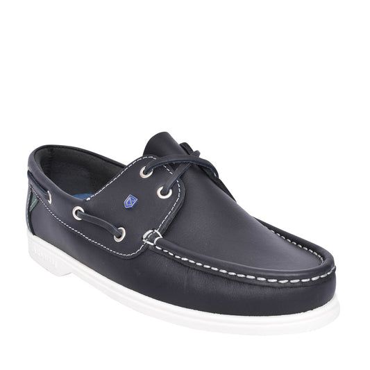 Unisex Admirals Leather Boat Shoe In Navy